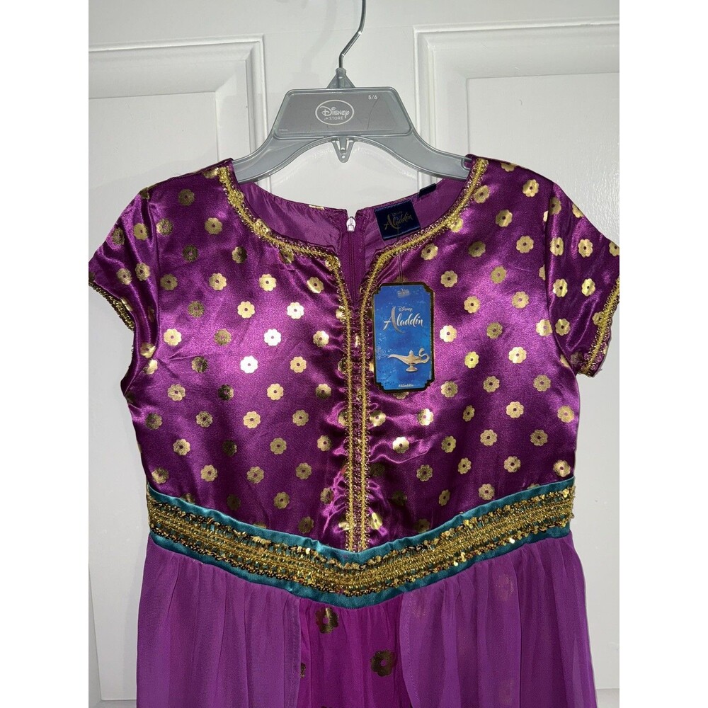 Disney Aladdin Live Action Jasmine Purple Girls Halloween Costume S 10/12 NEW - Picture 4 of 11